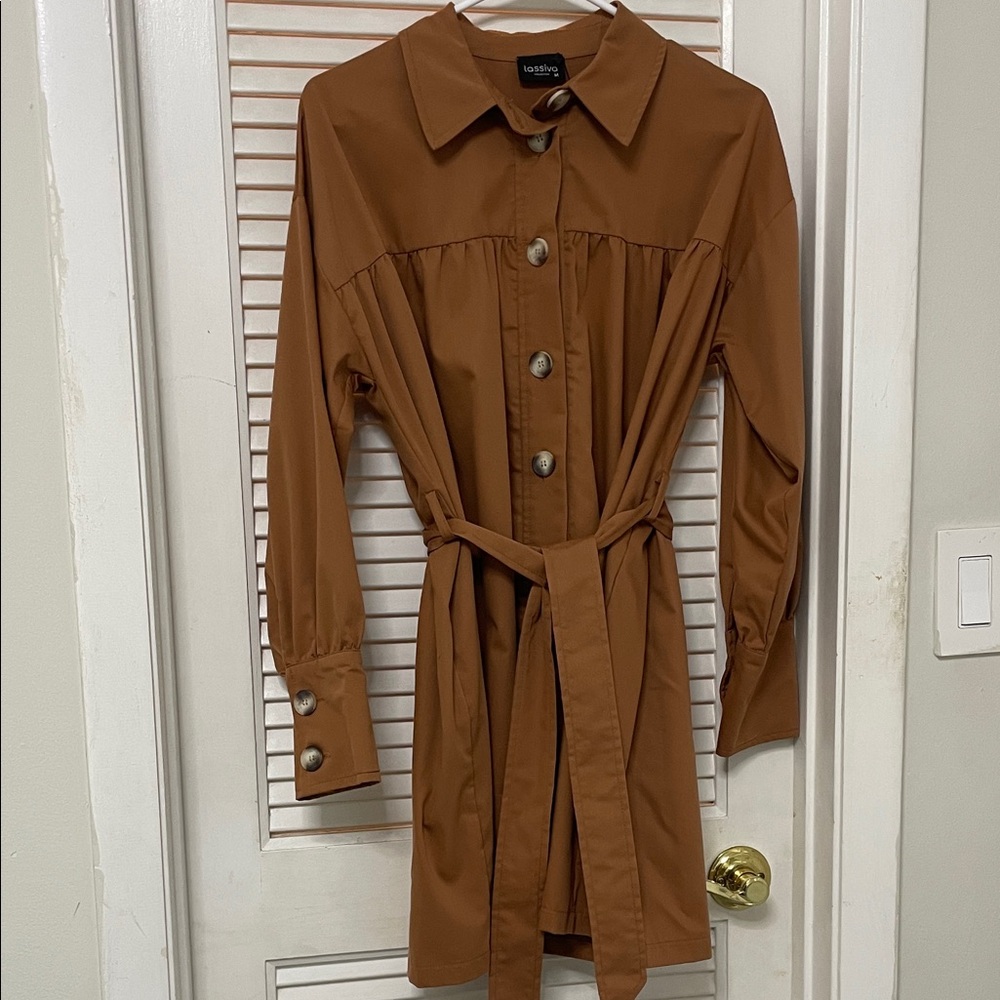 Lassiva Brown Long Shirt Jacket - Picture 6 of 6